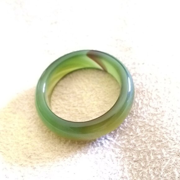 Variegated Green Bands ~ Agate Stone Band Size 7 ~ Friendship + Promise Rings - Picture 5 of 8
